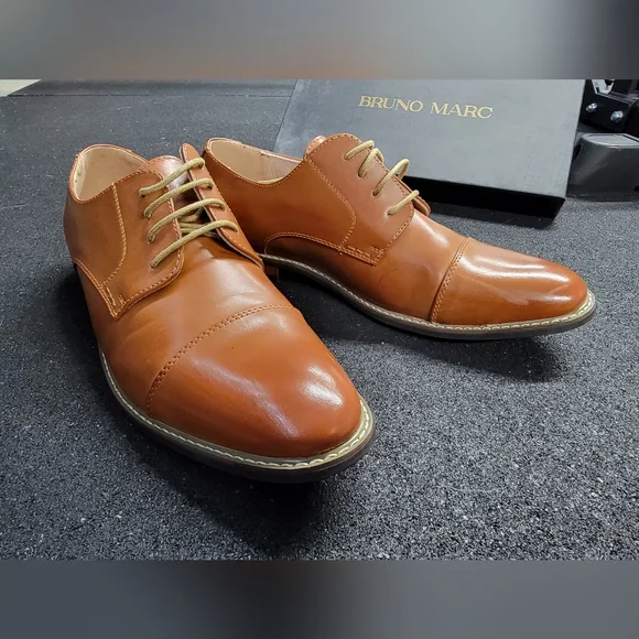 Bruno Marc Men's Prince Cap Toe Derby Shoes - Brown - Size 8.5